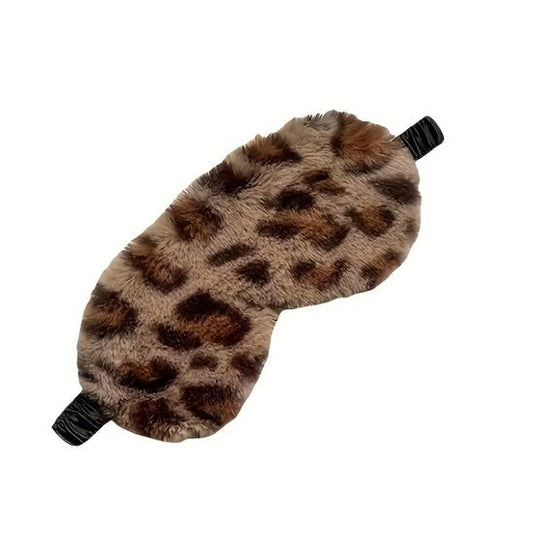 Donkergrijs zwart luipaard print pluche slaap masker oog masker dames en heren – zacht fleece slaapmasker met elastische band en dieren print design, bedekkend oog masker voor slapen en reizen