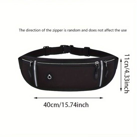 Grijze sport heuptas unisex running belt verstelbare hardloop heuptas met ritsvakken reflecterende strepen en kliksluiting tailleband geschikt voor telefoon sleutels pasjes en kleine accessoires voor hardlopen fitness wandelen