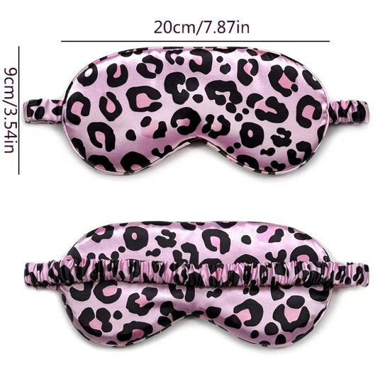 Zwart grijs luipaard print slaap masker oog masker dames en heren – satijn look slaapmasker met elastische band en dieren print design, bedekkend oog masker voor slapen, reizen en rustmomenten