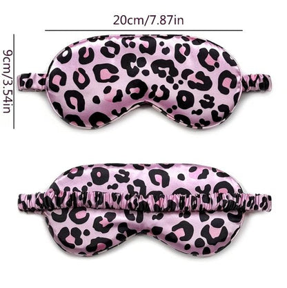 Zwart grijs luipaard print slaap masker oog masker dames en heren – satijn look slaapmasker met elastische band en dieren print design, bedekkend oog masker voor slapen, reizen en rustmomenten