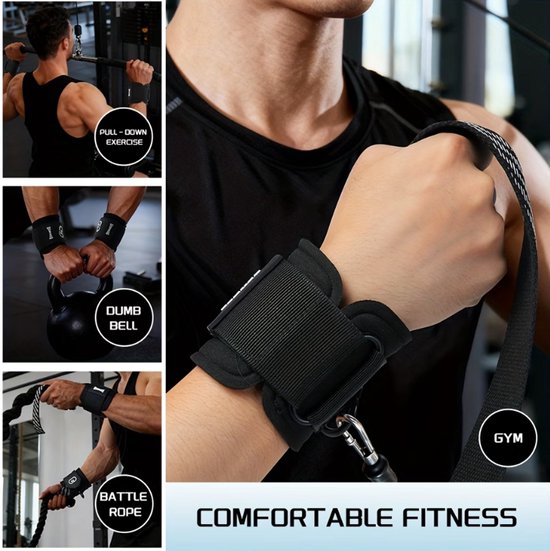Zwart lifting straps polsbanden unisex met antislip grip en verstelbare polsband – fitness gewichtheffen straps voor krachttraining deadlift pull ups barbell training en sportschool gebruik