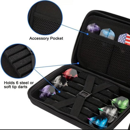 Witte dart case voor 12 dartpijlen – EVA harde schaal dart etui met opbergruimte voor dartpunten, shafts en flights – draagbare dart organizer met rits voor bescherming – dart accessoires voor heren en dames