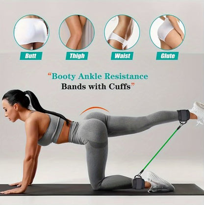 Zwart enkel strap set met weerstandsbanden unisex fitness enkelbanden voor been training en bil oefeningen – verstelbare enkelband straps met resistance bands voor krachttraining yoga en thuis fitness