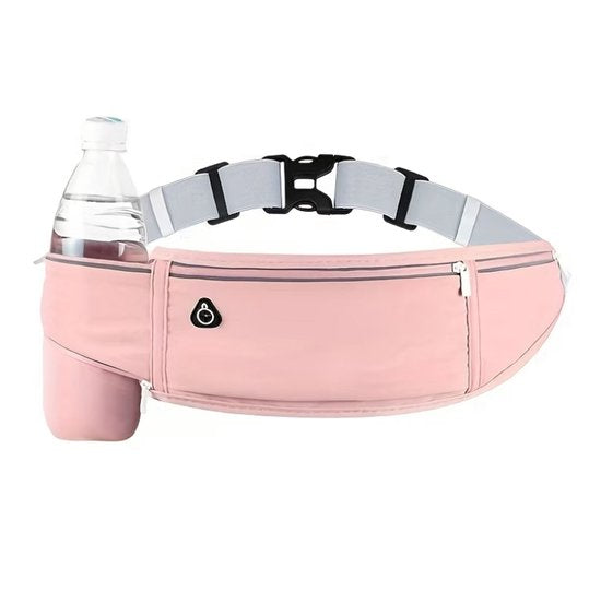 Roze sport heuptas unisex running belt hardloop heuptas met verstelbare tailleband ritsvak reflecterende details en waterfles houder geschikt voor telefoon sleutels pasjes en 500 ml fles voor hardlopen fitness wandelen