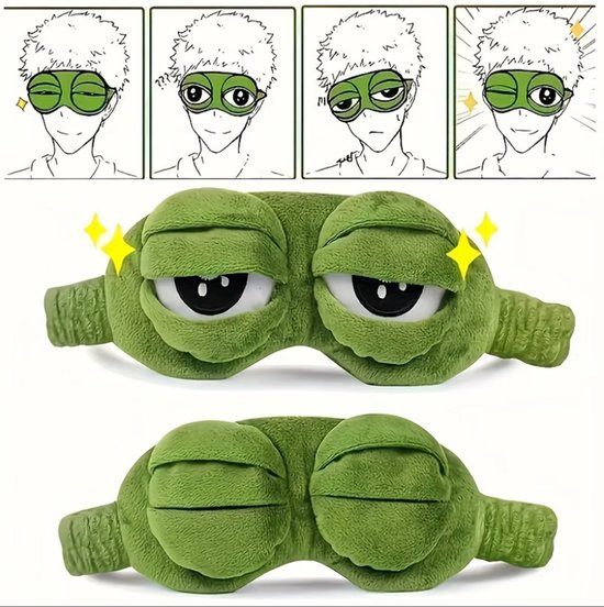 Groen kikker slaap masker oog masker dames en heren – zacht pluche slaapmasker met kikker ogen design, bedekkend oog masker met elastische band voor slapen, reizen en rustmomenten