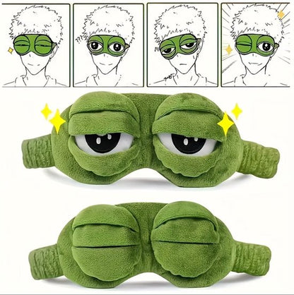 Groen kikker slaap masker oog masker dames en heren – zacht pluche slaapmasker met kikker ogen design, bedekkend oog masker met elastische band voor slapen, reizen en rustmomenten