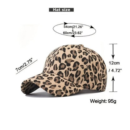 Donkerbruin zwart luipaardprint baseball pet dames – cap met dierenprint en gebogen klep – verstelbare casual baseball pet met luipaard patroon – bruine dames pet voor outdoor en dagelijks gebruik