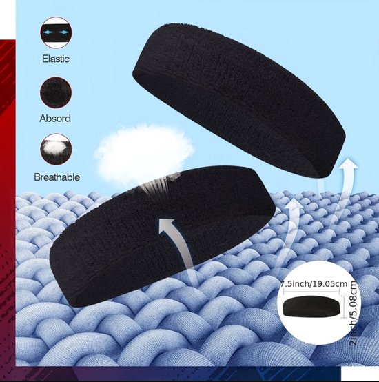 Zwart wit grijze sport hoofdband set voor dames en heren – 3 delige zweetband haarband set met zachte textiel structuur – elastische sport hoofdbanden voor fitness, hardlopen, gym en training