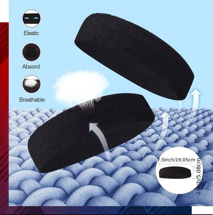 Zwart wit grijze sport hoofdband set voor dames en heren – 3 delige zweetband haarband set met zachte textiel structuur – elastische sport hoofdbanden voor fitness, hardlopen, gym en training