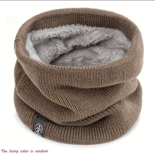 Khaki nek warmer unisex effen gebreide nekwarmer met zachte voering stretch hals warmer winter sjaal voor dames en heren geschikt voor buiten activiteiten wandelen fietsen hardlopen