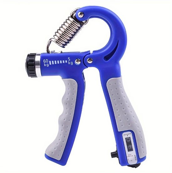 Blauw Grijs handtrainer grip trainer hand kracht trainer verstelbare hand grip versterker met teller 5-60 kg pols trainer fitness hand knijper met metalen veer voor heren en dames voor hand training vinger en onderarm oefeningen