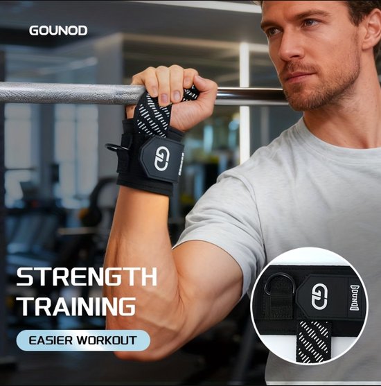 Zwart lifting straps polsbanden unisex met antislip grip en verstelbare polsband – fitness gewichtheffen straps voor krachttraining deadlift pull ups barbell training en sportschool gebruik