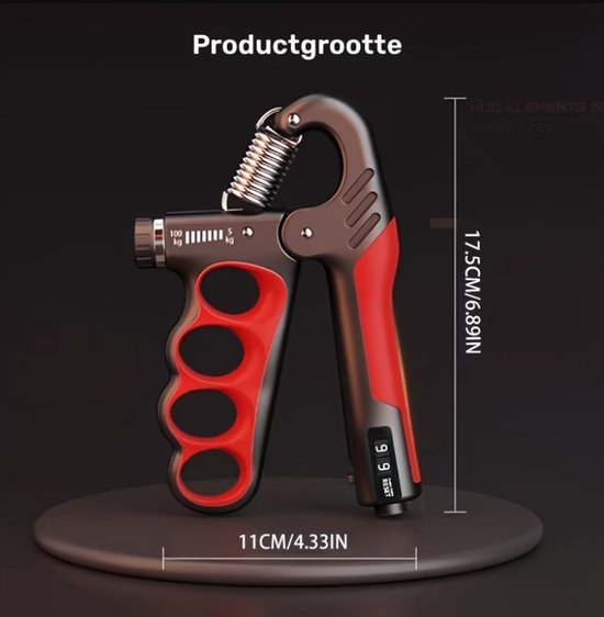 Rood handtrainer grip trainer hand kracht trainer verstelbare hand grip versterker met teller en metalen veer 5-100 kg pols trainer fitness hand knijper voor heren en dames voor hand training en vinger oefeningen