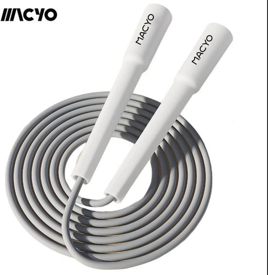 Grijs springtouw fitness springtouw volwassenen en kinderen verstelbaar snelheid spring touw met kunststof touw en grijze handvatten voor cardio training conditie training thuis workout gym oefening