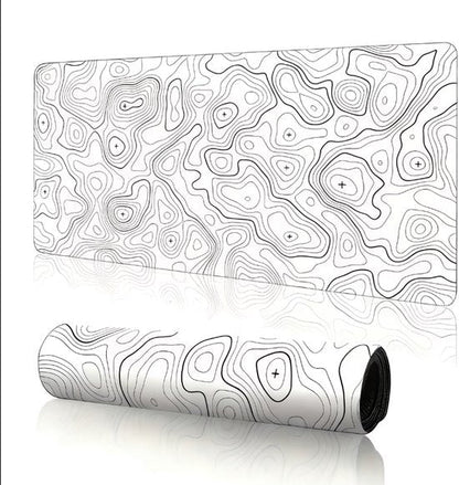Wit zwart abstract patroon muismat groot formaat voor heren en dames – moderne lijnen design gaming bureau mat large keyboard mat rechthoekig antislip 30 x 60 cm