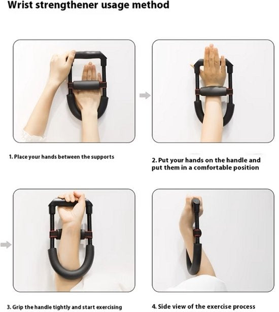 Zwart handtrainer grip trainer onderarm trainer pols trainer fitness hand kracht trainer met veer weerstand en ergonomische handgreep voor heren en dames voor hand training grip kracht en onderarm oefeningen