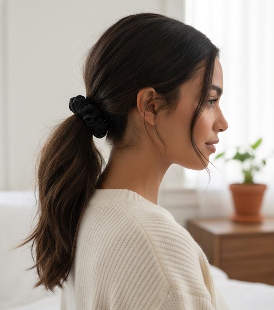 Set van 6 scrunchies dames – zachte stof haar elastiekjes – rimpel design – diverse neutrale kleuren – geschikt voor dagelijks gebruik – 6 stuks
