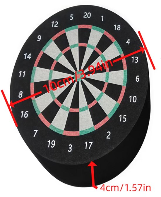 Zwarte dart opbergmat met dartbord ontwerp – multifunctionele dartpijlbeschermmat voor darts en accessoires – antislip dartmat voor bureau of wanddecoratie – dart accessoire voor heren en dames