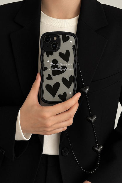 Golvend Hoesje Geschikt voor iPhone 11 Telefoonhoesje Case Hartjes en Vlinders Patroon met Koord