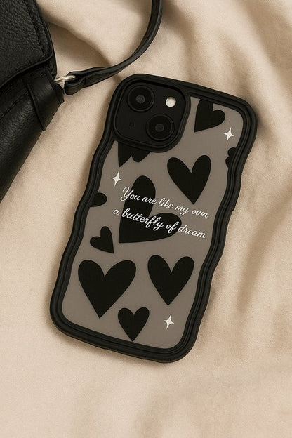 Golvend Hoesje Geschikt voor iPhone 11 Telefoonhoesje Case Hartjes en Vlinders Patroon met Koord