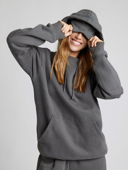 Cozy travel hoodie with airplane mode graphic