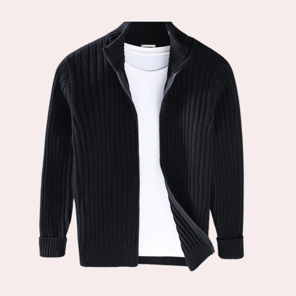 Men’s Knitted Zip Cardigan – Modern Casual Knitwear