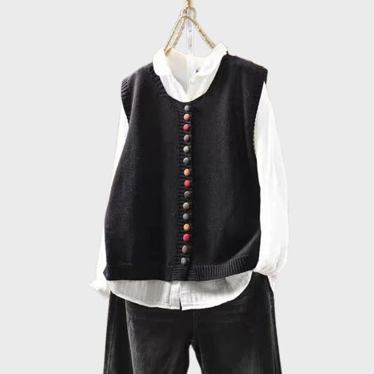 Kavynne | Dames gebreid vest – Zachte herfsttrui met lange mouwen