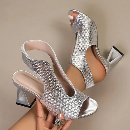 Dunnia - Elegant Woven Slingback Heel
