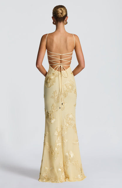 Damen Maxikleid mit Spaghettiträgern Elegantes Sommerkleid für Hochzeitsgäste