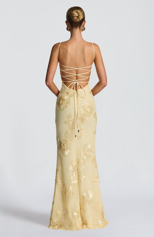 Damen Maxikleid mit Spaghettiträgern Elegantes Sommerkleid für Hochzeitsgäste