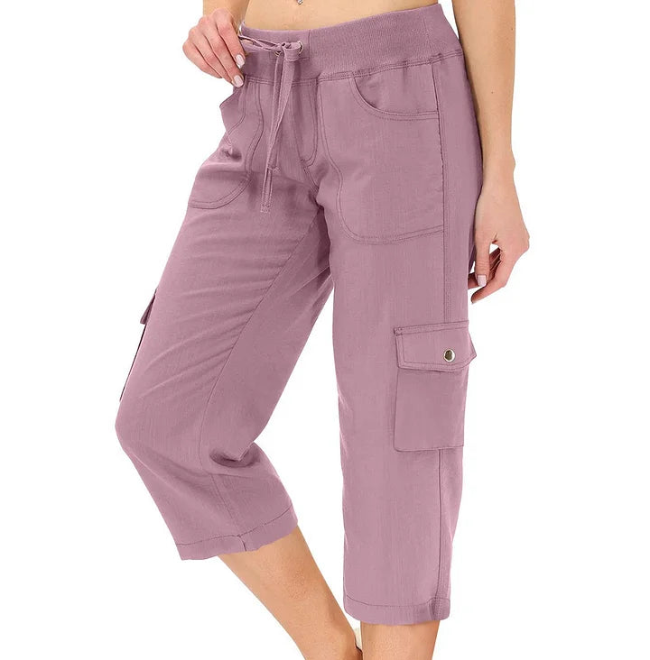 Mileni - Comodi Pantaloni Capri a Vita Alta Con Pratiche Tasche