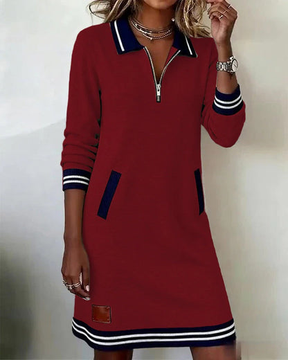 Sportliches Strickkleid mit Reißverschlusskragen