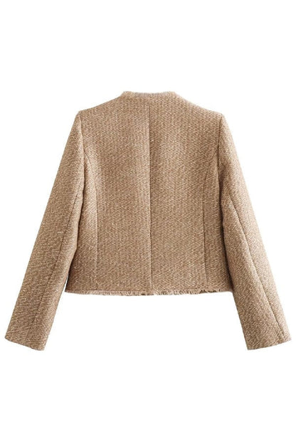 Evie - Round Neck Buttoned Blazer