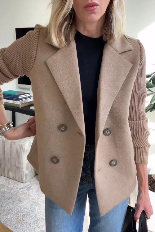 Damen Mantel mit Patchwork-Ärmeln | Lässiger Stil & modernes Design