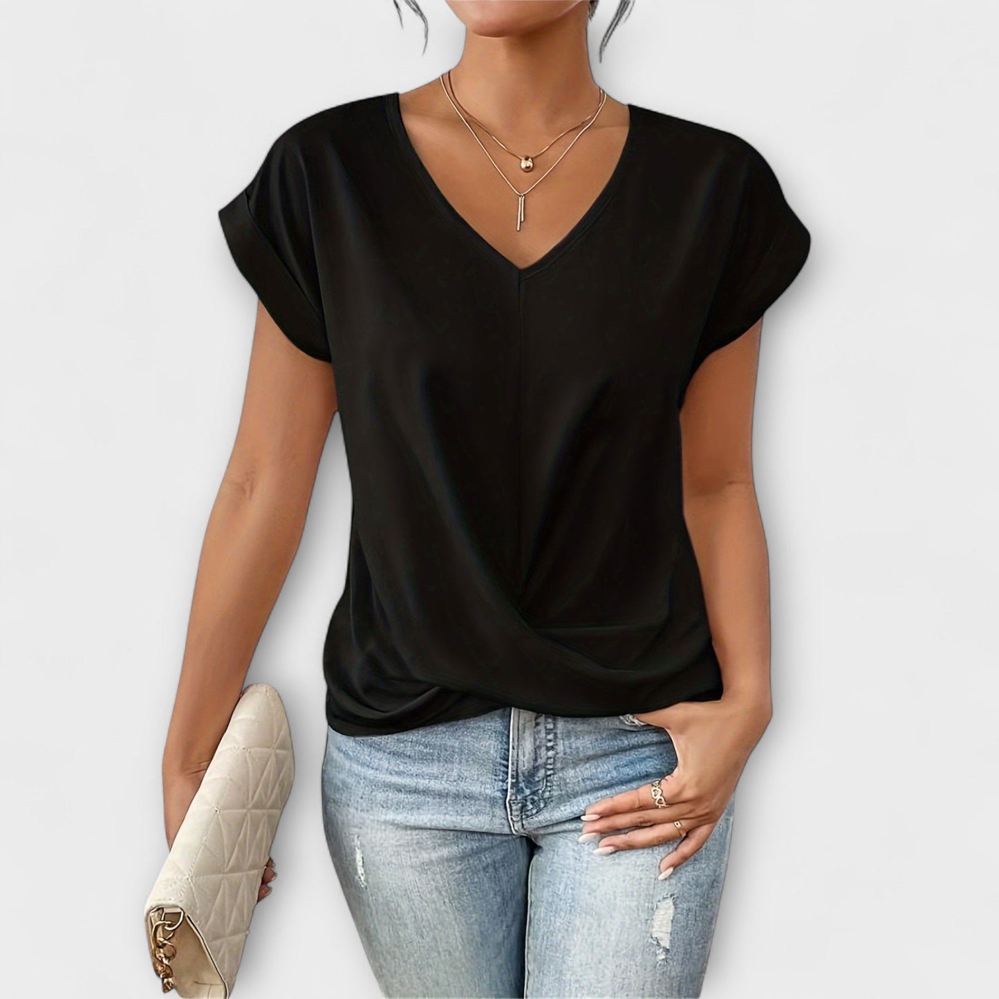 Eloise - Top Decote em V com Detalhe Nó