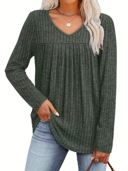 Sofhie | Eleganter Ripp-Pullover mit V-Ausschnitt