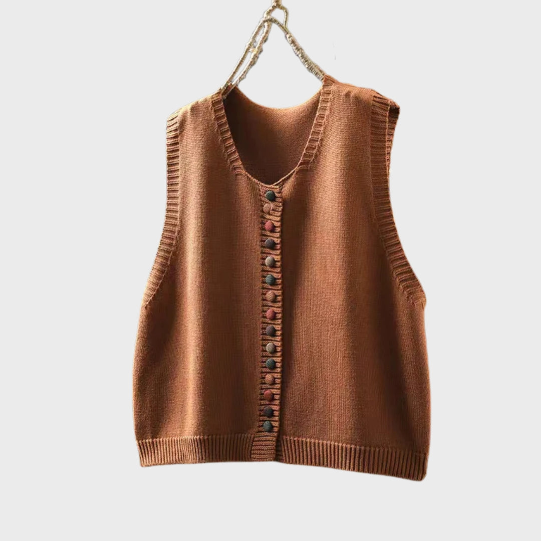 Kavynne | Dames gebreid vest – Zachte herfsttrui met lange mouwen