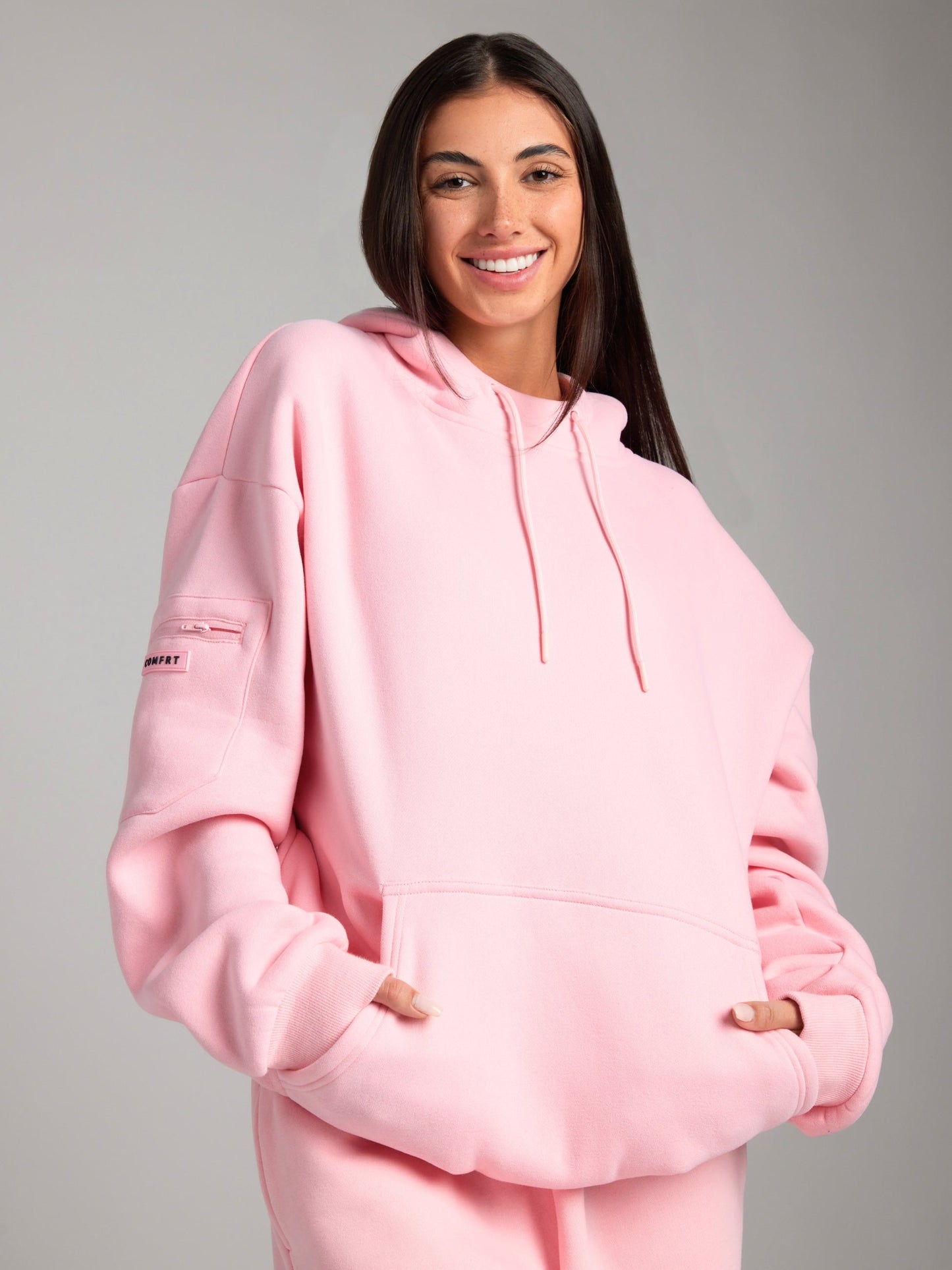 Cozy travel hoodie with airplane mode graphic