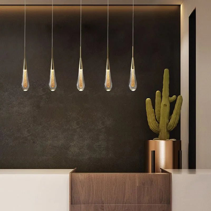 Vnitřní Moderní Závěsná Lampa | Zlato ve Tvaru Kapky LED Design