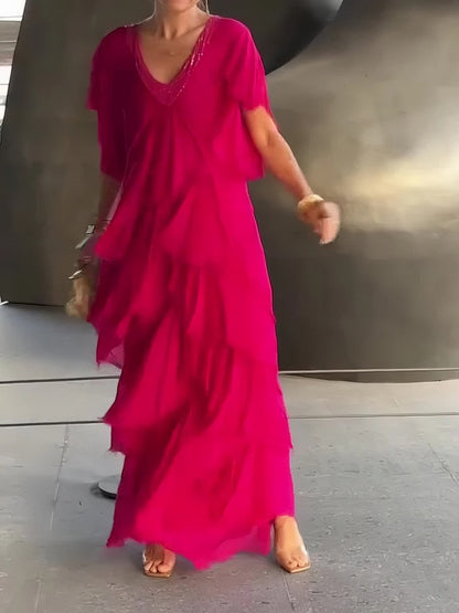 RegalGrace | V-Ausschnitt Maxikleid