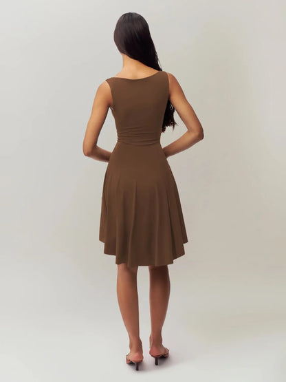 High-Low Round Neck Sleeveless Dress