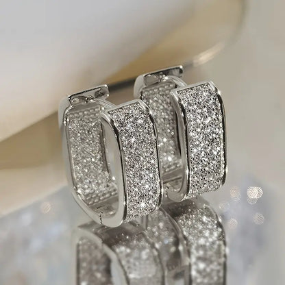 Brincos de Argola de Cristal de Luxo