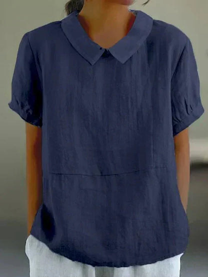 Women's Peter Pan Collar Short Sleeve Casual Top