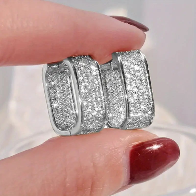 Brincos de Argola de Cristal de Luxo