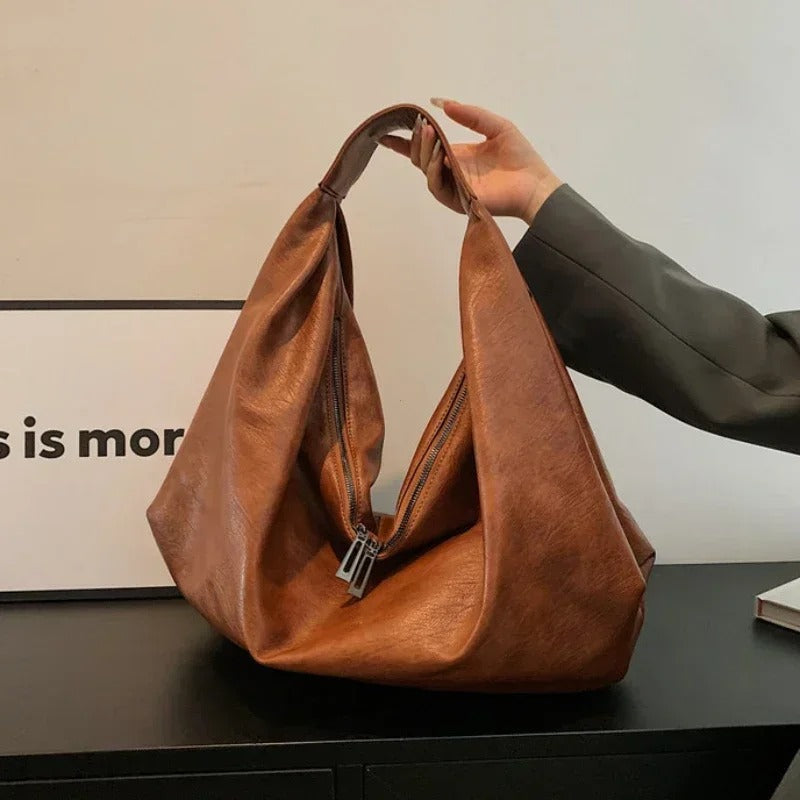 Large Soft Leather Hobo Shoulder Bag
