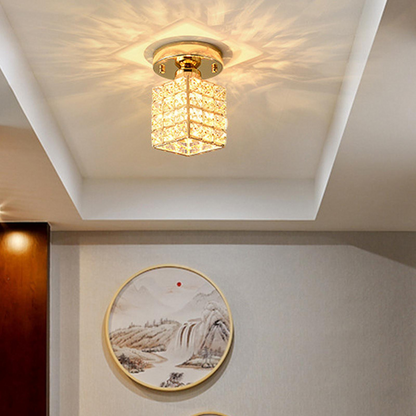 Elara | Plafondlamp – Modern Kristal Design in Goud & Glas