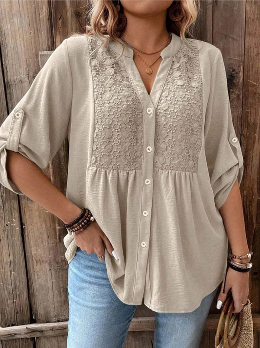 Floor – Blouse with V-Neck and Buttons