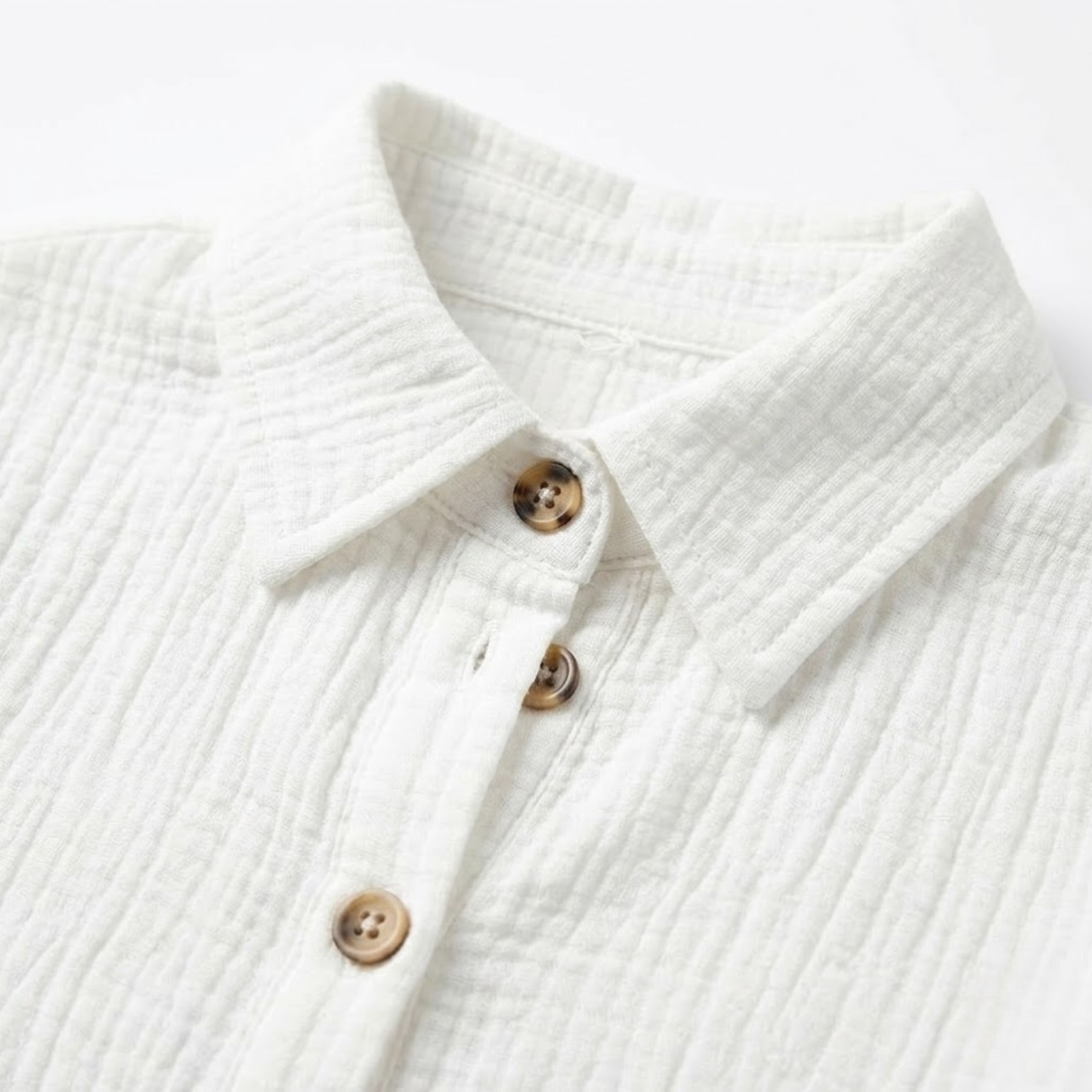 Robe Courte en Coton et Lin avec Col en V et Manches Trois-Quarts pour Femmes