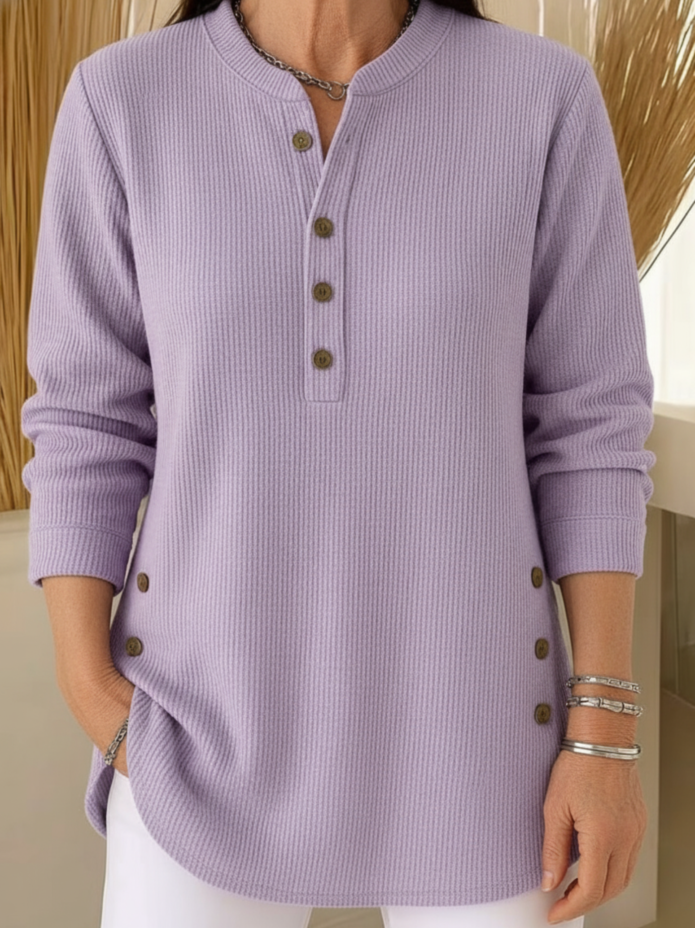 LYRIA™ | LANGERMET ENSFARGET STRIKKEPULLOVER