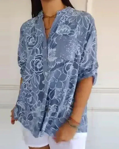 Gavira™ - Blouse Florale Élégante à Poche Décorative